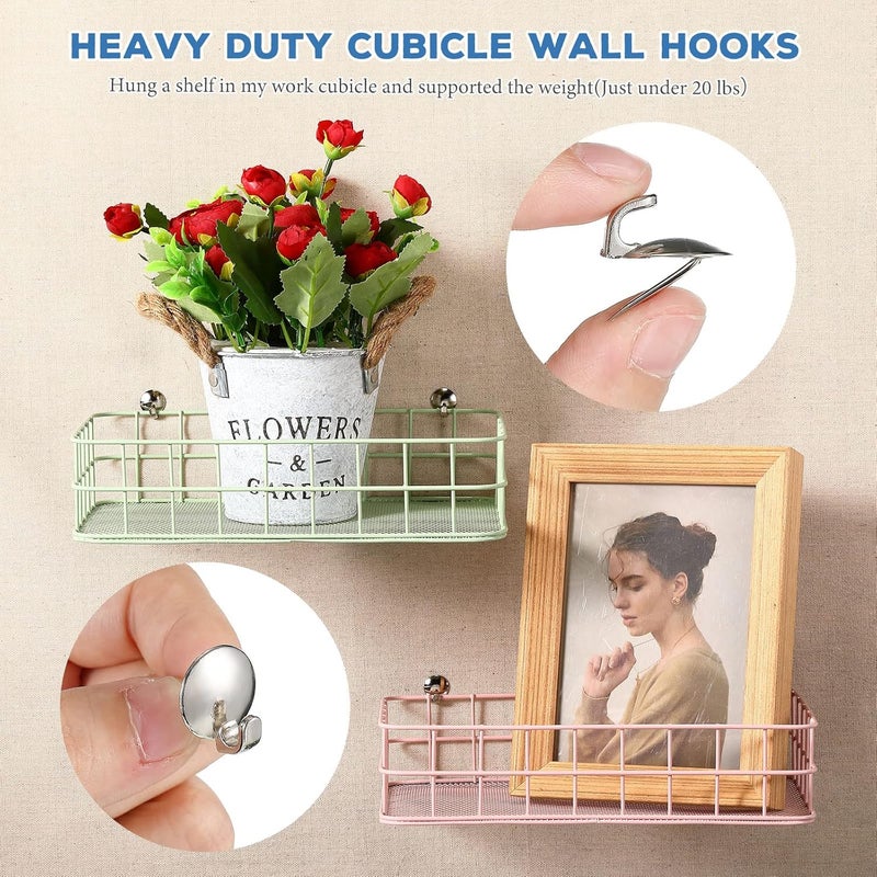 Ripeng 40 Pcs Cubicle Hooks for Fabric Wall, Cubicle Picture Hangers, Fabric Panel Wall Push Pin Hooks Wire Clips Metal Coat Hanger for 20 Lbs Office Kitchen Home Hanging Key Accessories - Image 4